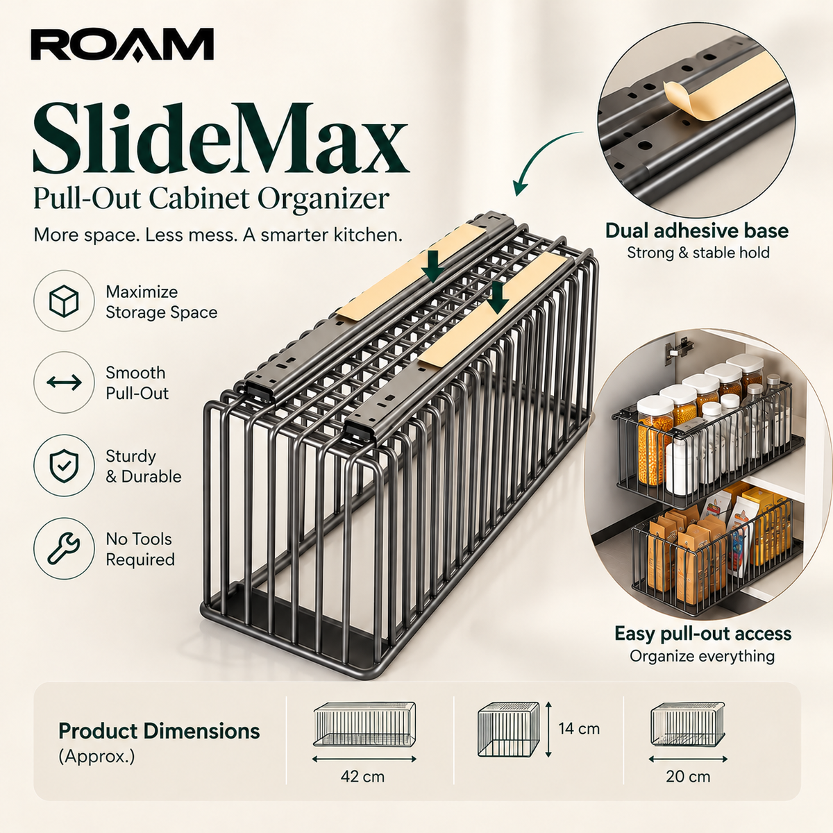 ROAM™ SlideMax — 2-Pack Pull-Out Cabinet Organizer