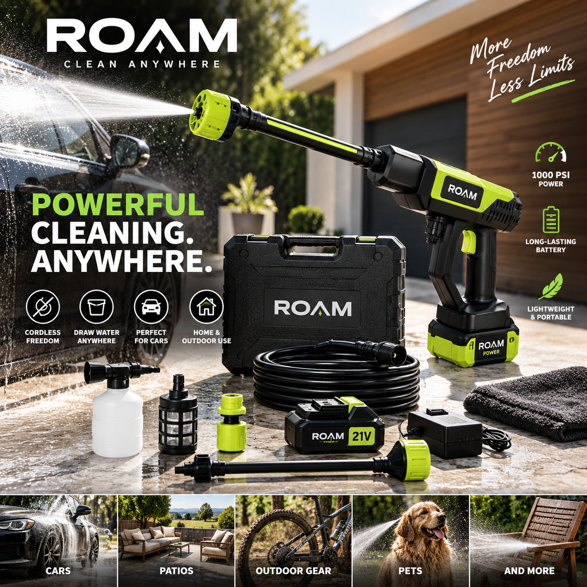 ROAM™ HydroJet V2.3 — New Generation Cordless Pressure Washer