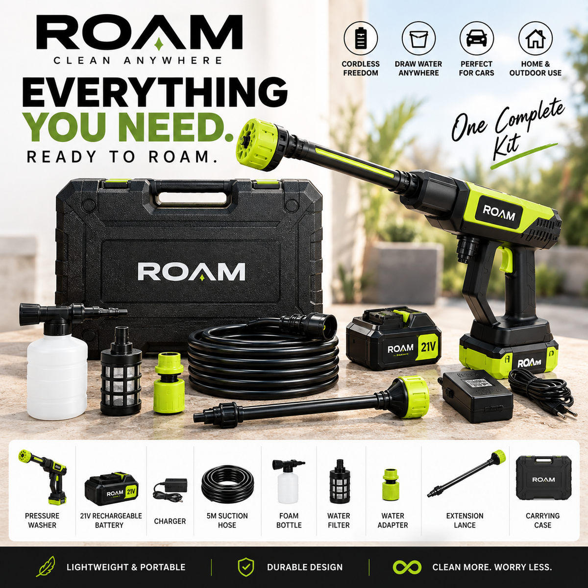 ROAM™ HydroJet V2.3 — New Generation Cordless Pressure Washer