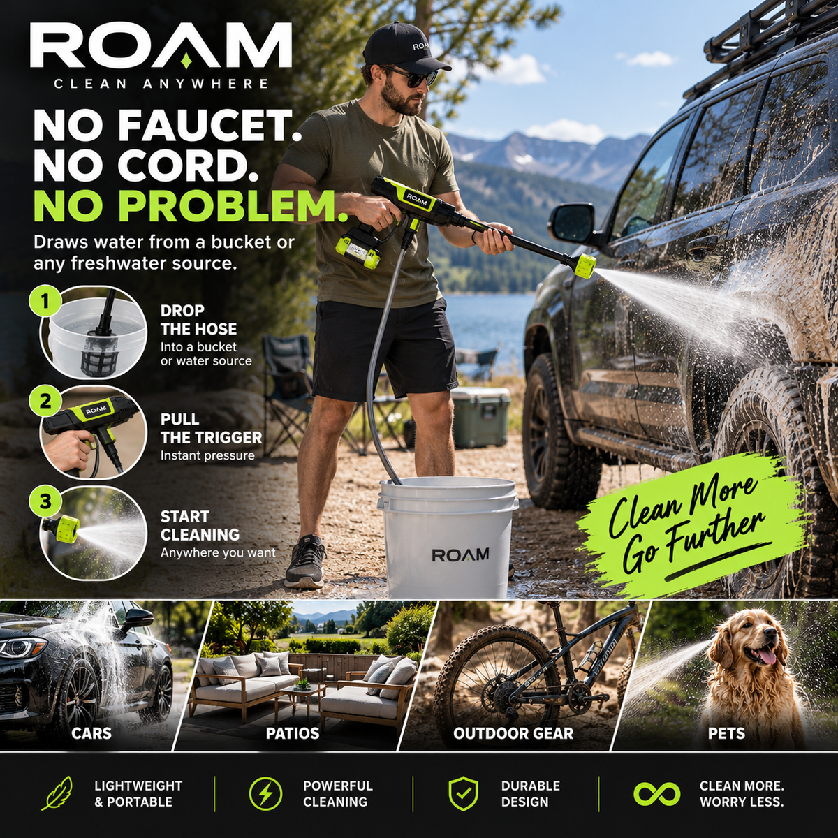ROAM™ HydroJet V2.3 — New Generation Cordless Pressure Washer